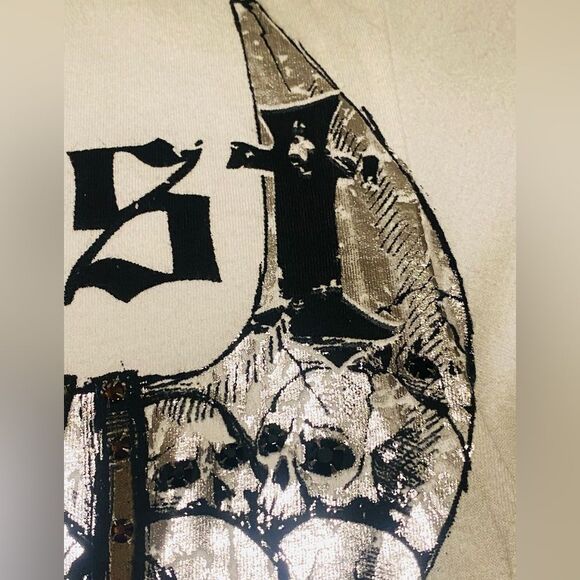 KonQuest RARE MEN’s skull T-Shirt Swarovski crystals & studded NWT size S. - Picture 9 of 13